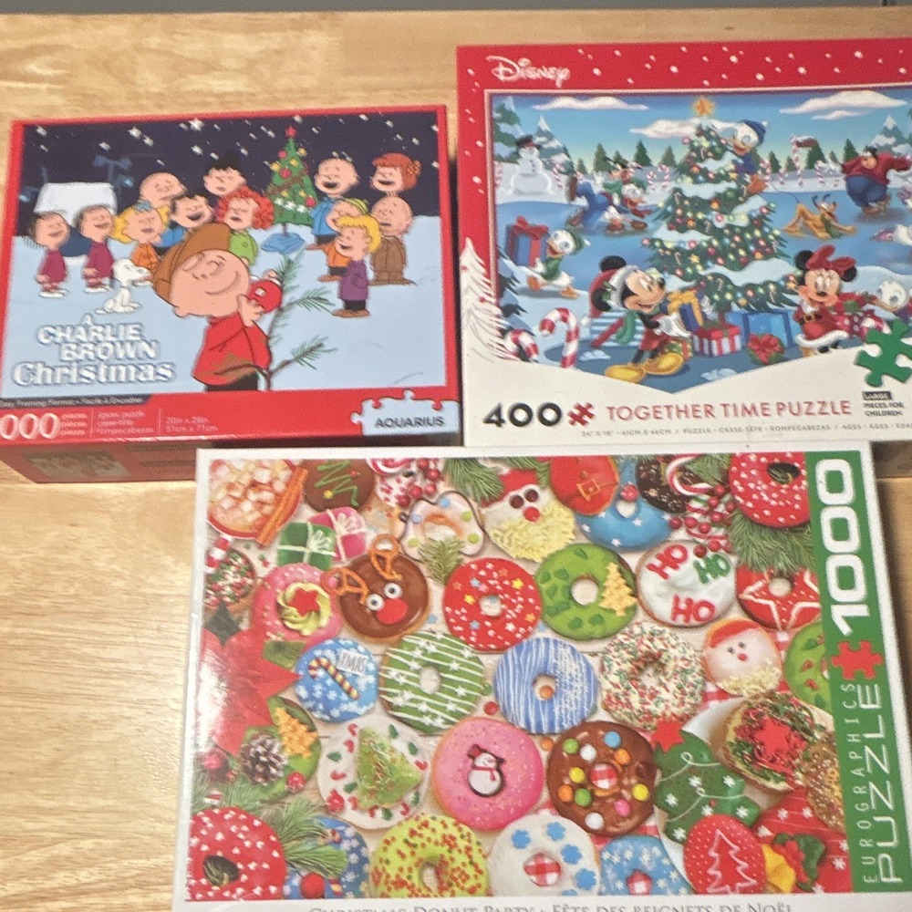 Christmas Fun Puzzle Pack of 3. Aquarius, Disney, & Eurographics Brand